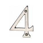 M Marcus Heritage Brass Numeral 4 - Face Fix 76mm Slimline font